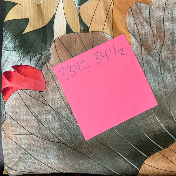 100% Silk Scarf Asian Lotus Duck Design 33x34.5” - Picture 10 of 10